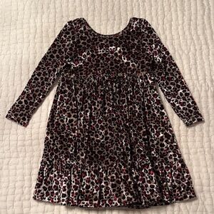 Stylish Leopard Print Velvet Kids Dress